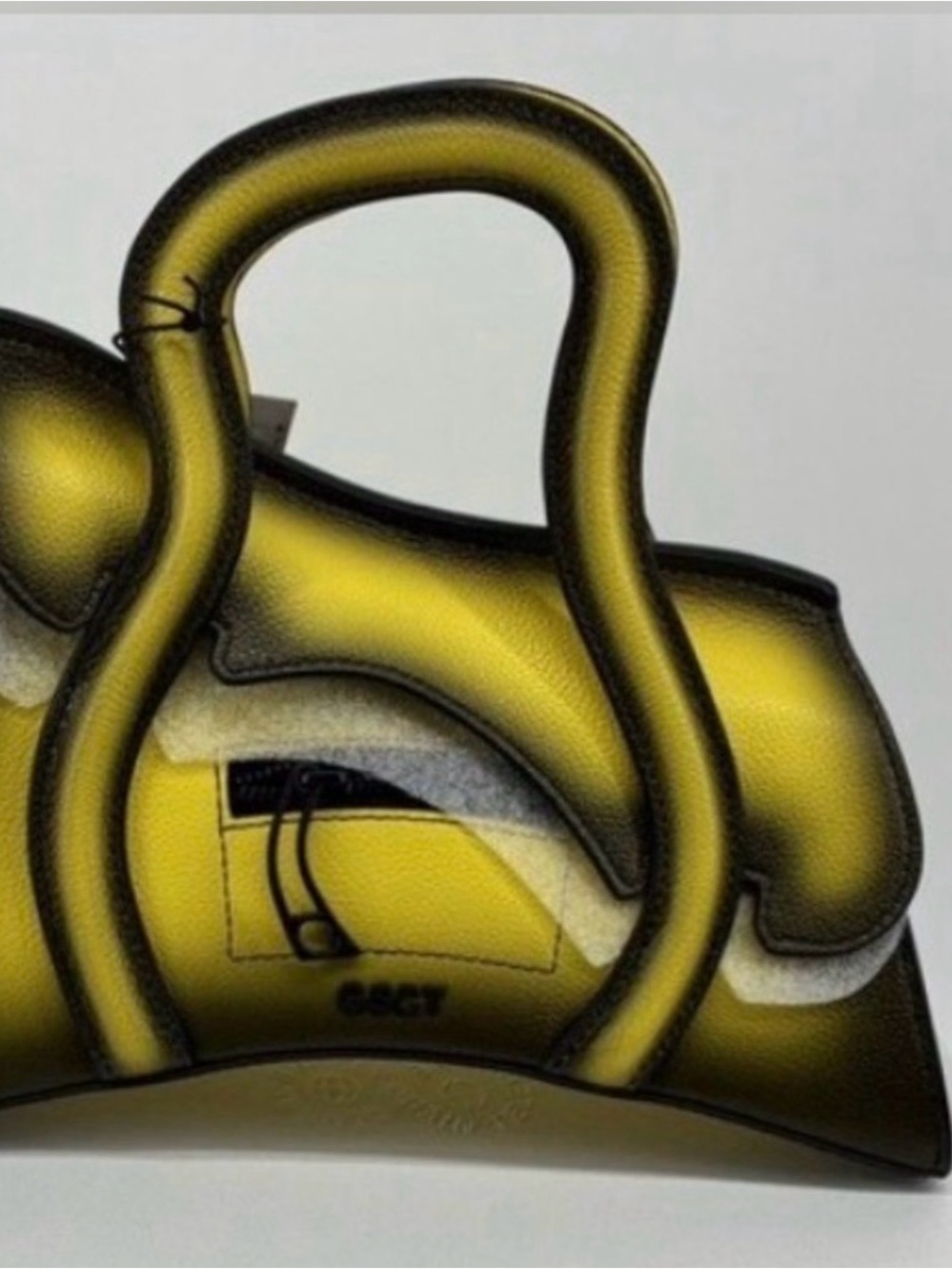 Yellow Sculptural Satchel Bag with Curved Top Handles